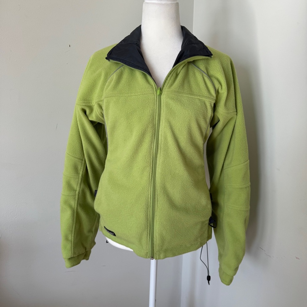 Columbia REVERSIBLE Fleece Nylon Outdoor Jacket Full Zip‎ Green/Grey Size Medium - Picture 2 of 11